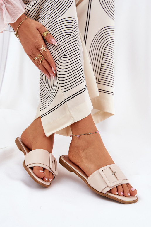 isoscele Pantofole da donna Eko Pelle con fibbie beige Bamma