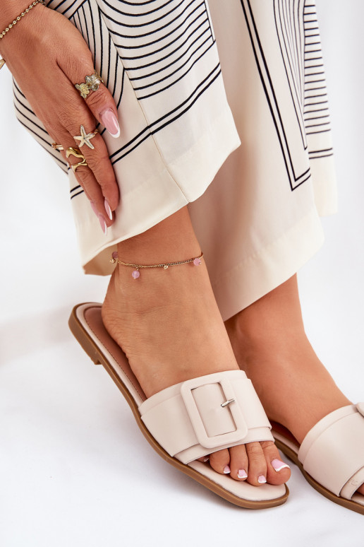 isoscele Pantofole da donna Eko Pelle con fibbie beige Bamma