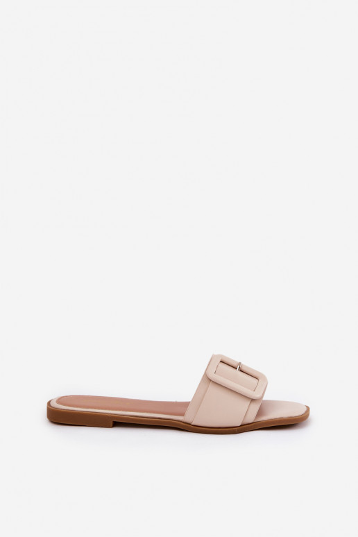 isoscele Pantofole da donna Eko Pelle con fibbie beige Bamma