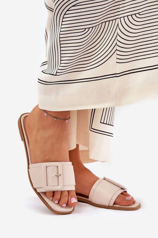 isoscele Pantofole da donna Eko Pelle con fibbie beige Bamma