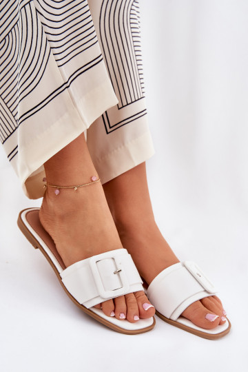 isoscele Pantofole da donna Eko Pelle con fibbie Colore bianco Bamma