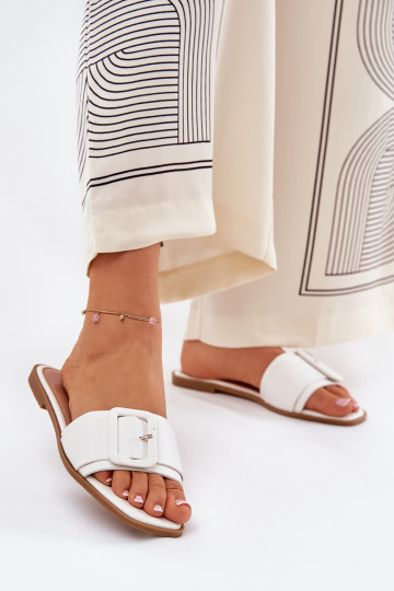 isoscele Pantofole da donna Eko Pelle con fibbie Colore bianco Bamma 2