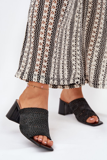 Pantofole da donna Con treccia con i tacchi colore nero Ciariloria