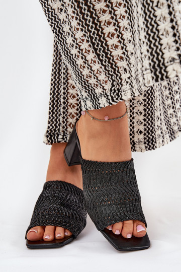 Pantofole da donna Con treccia con i tacchi colore nero Ciariloria 2