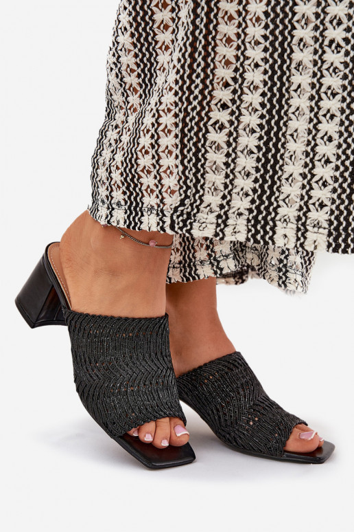 Pantofole da donna Con treccia con i tacchi colore nero Ciariloria