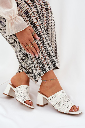 Pantofole da donna Con treccia con i tacchi Colore bianco Ciariloria