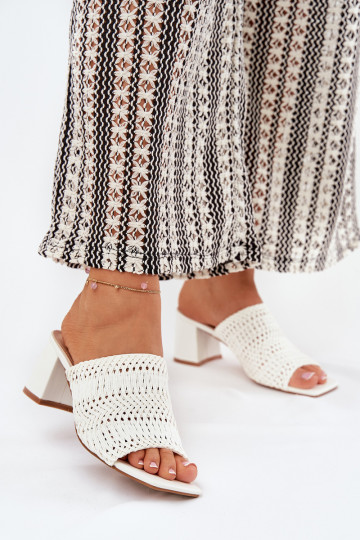 Pantofole da donna Con treccia con i tacchi Colore bianco Ciariloria 2