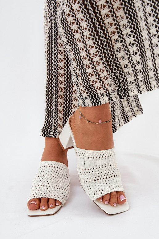 Pantofole da donna Con treccia con i tacchi Colore bianco Ciariloria