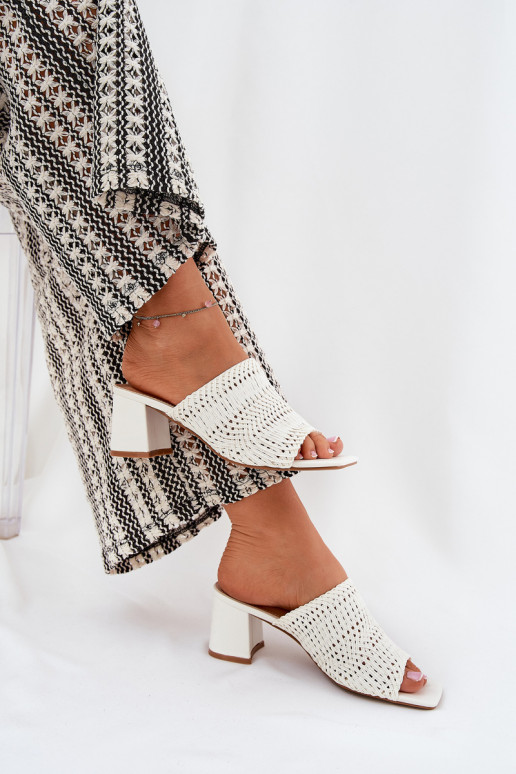 Pantofole da donna Con treccia con i tacchi Colore bianco Ciariloria