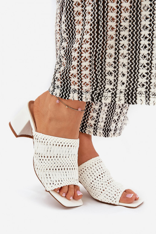 Pantofole da donna Con treccia con i tacchi Colore bianco Ciariloria