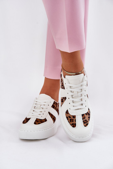 Scarpe sneakers da donna con stampa e piattaforma color bianco Įjungtativira 2