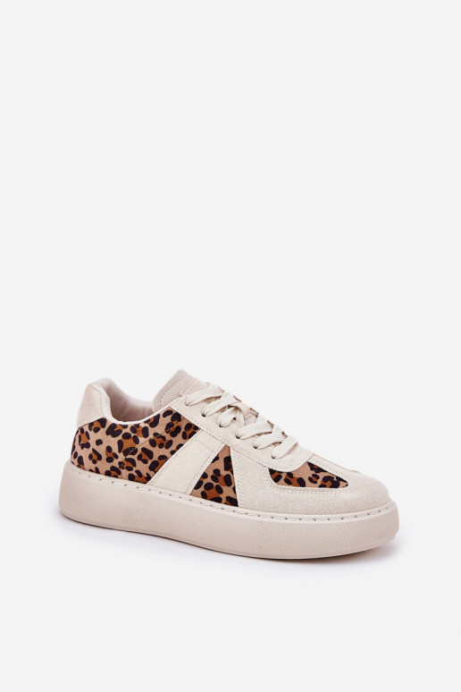 Scarpe modello sneakers Femminile e scritti con una piattaforma beige Abilitatotivira