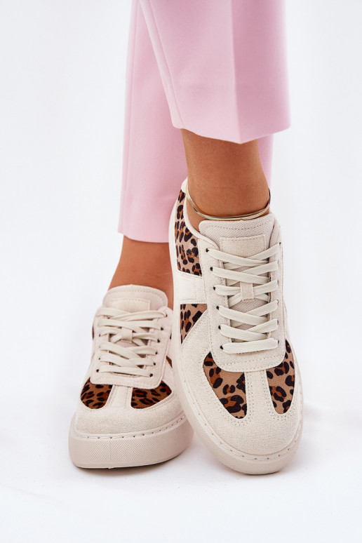 Scarpe modello sneakers Femminile e scritti con una piattaforma beige Abilitatotivira