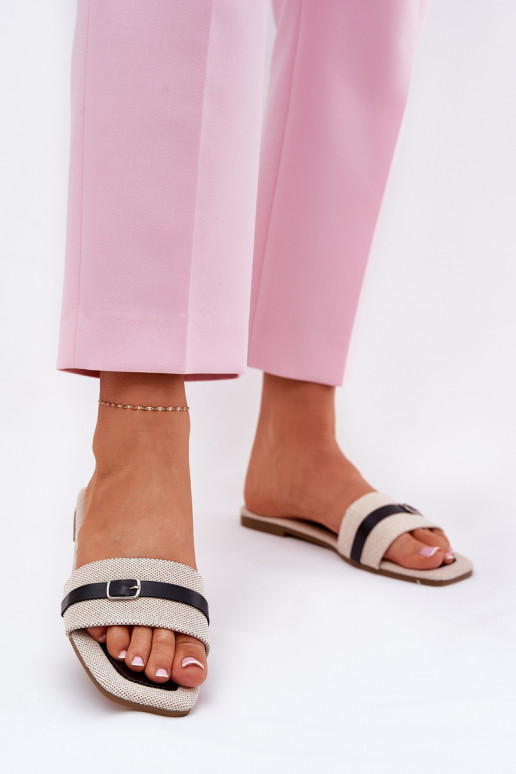 isoscele Pantofole da donna con cinghie I con fibbie beige-colore nero Zilina