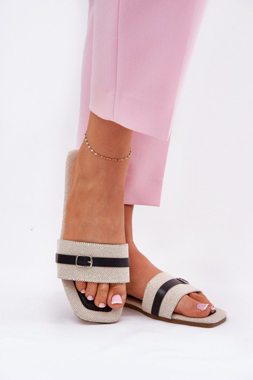 isoscele Pantofole da donna con cinghie I con fibbie beige-colore nero Zilina