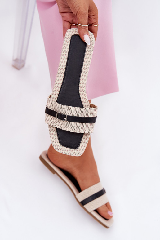 isoscele Pantofole da donna con cinghie I con fibbie beige-colore nero Zilina