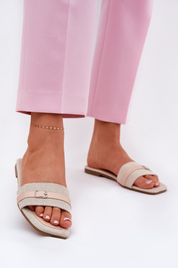 pantofole donna con cinturini e fibbie color sabbia Zilina