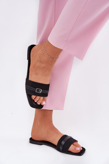 pantofole donna con cinturini e fibbie color nero Zilina 2