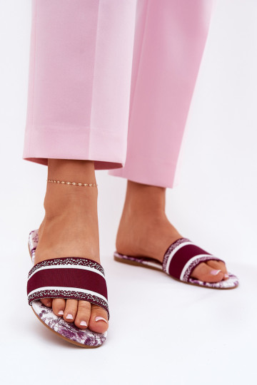 pantofole donna a fantasia color bordeaux Leysi 2