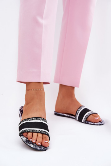 pantofole donna a fantasia color nero Leysi