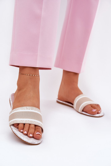pantofole donna a fantasia color sabbia Leysi 2