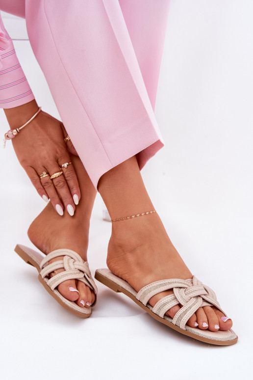 Pantofole Appartamento delle donne Z Przeplatającymi Się Paskami beige Acimine