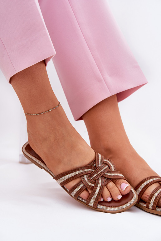 Pantofole Appartamento delle donne Z Przeplatającymi Się Paskami colore marrone Acimine