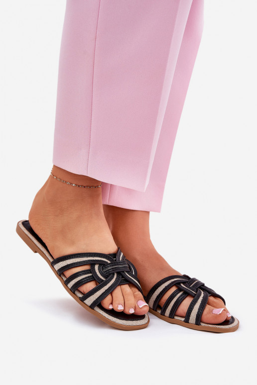 Pantofole Appartamento delle donne Z Przeplatającymi Się Paskami colore nero Acimine