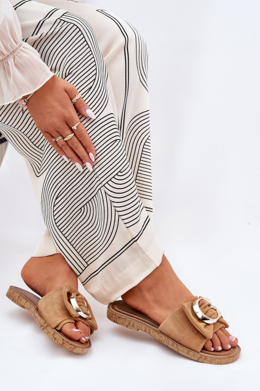 isoscele Pantofole da donna Con decorazioni Detalem colore marrone Nellodra