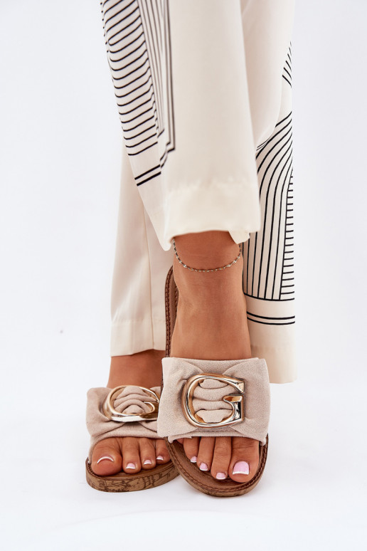 isoscele Pantofole da donna Con decorazioni Detalem beige Nellodra