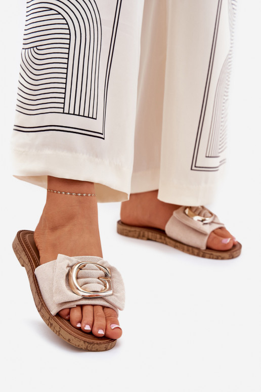 isoscele Pantofole da donna Con decorazioni Detalem beige Nellodra