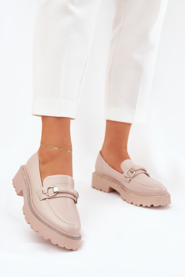 mocassini da donna Decorato Cyrkoniami beige Patina