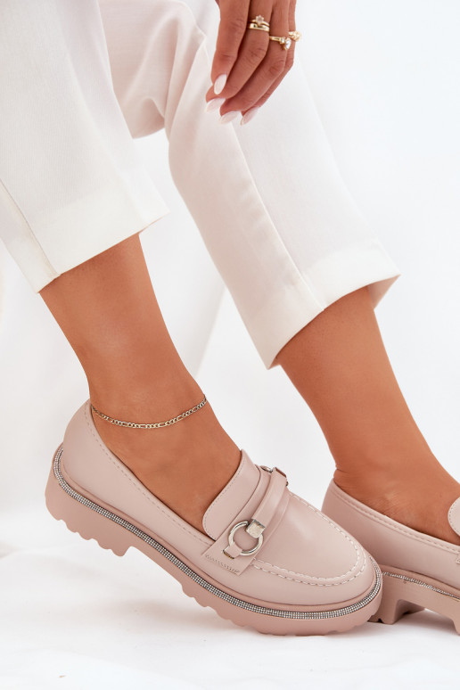 mocassini da donna Decorato Cyrkoniami beige Patina