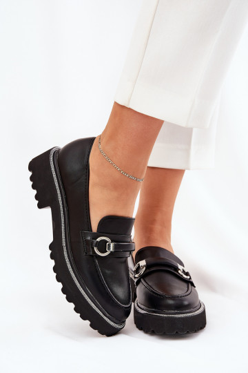 mocassini da donna Decorato Cyrkoniami colore nero Patina