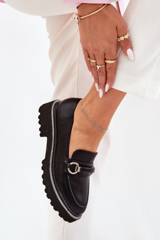 mocassini da donna Decorato Cyrkoniami colore nero Patina