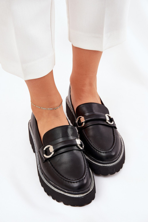 mocassini da donna Decorato Cyrkoniami colore nero Patina