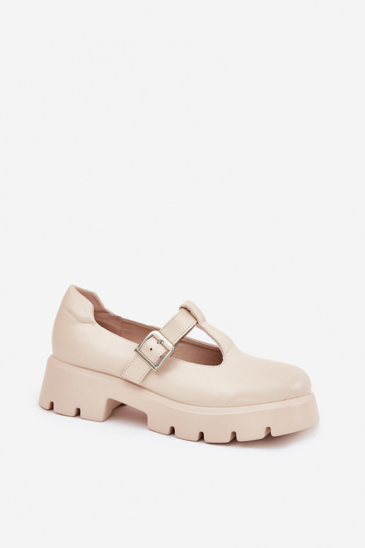 scarpe Femminile con fibbie con una piattaforma E tacchi piatti beige Venda