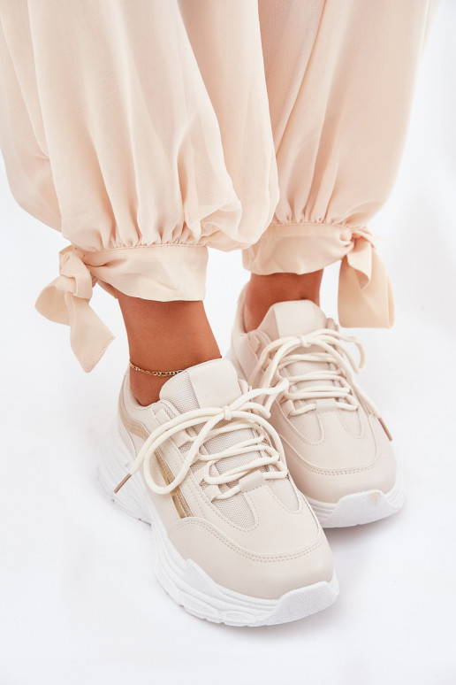 Scarpe modello sneakers scarpe da ginnastica Femminile Su una suola spessa beige Lerila