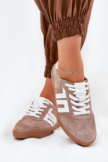 Scarpe modello sneakers scarpe da ginnastica dalla pelle scamosciata Vinceza 79517 beige 2