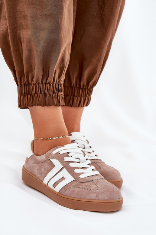 Scarpe modello sneakers scarpe da ginnastica dalla pelle scamosciata Vinceza 79517 beige