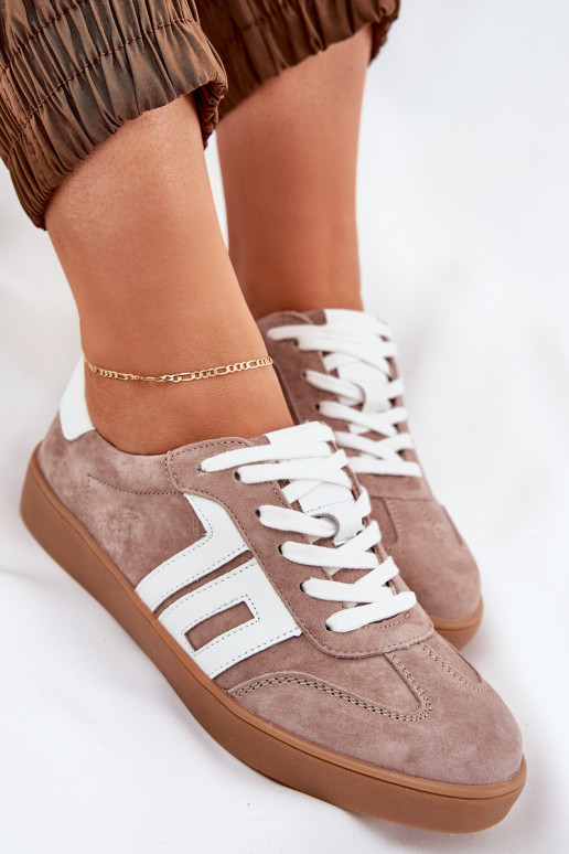 Scarpe modello sneakers scarpe da ginnastica dalla pelle scamosciata Vinceza 79517 beige