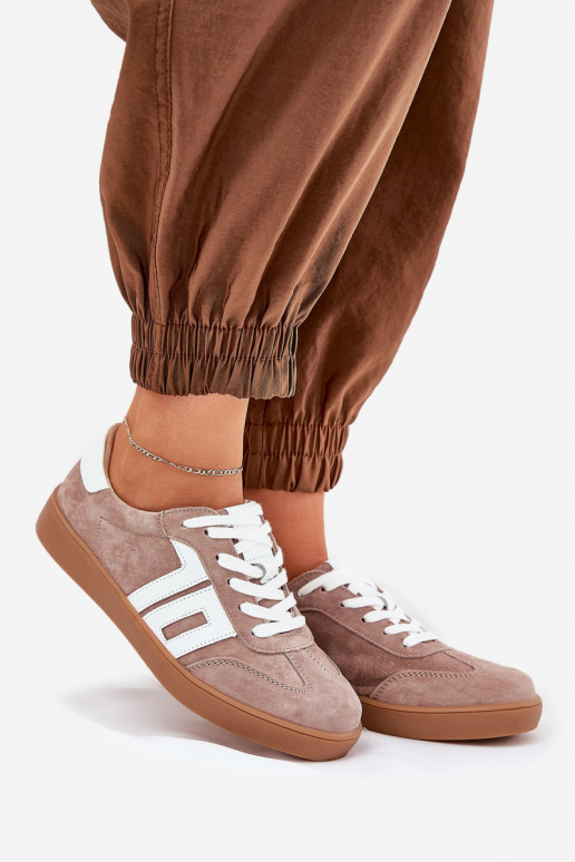 Scarpe modello sneakers scarpe da ginnastica dalla pelle scamosciata Vinceza 79517 beige