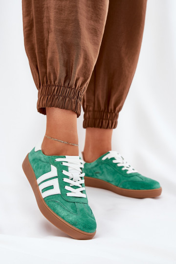 Scarpe modello sneakers scarpe da ginnastica dalla pelle scamosciata Vinceza 79517 colore verde 2