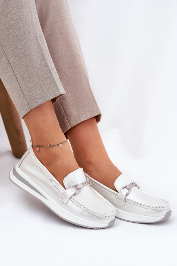 Pelle mocassini da donna S.Barski GR51-598 madreperla