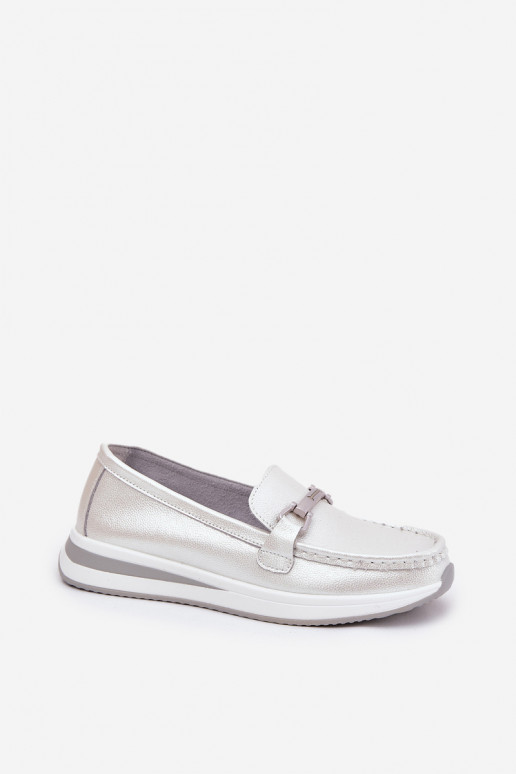 Pelle mocassini da donna S.Barski GR51-598 madreperla