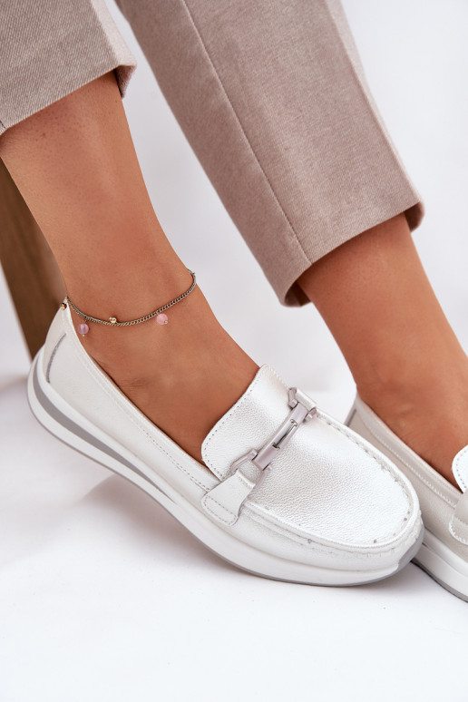 Pelle mocassini da donna S.Barski GR51-598 madreperla