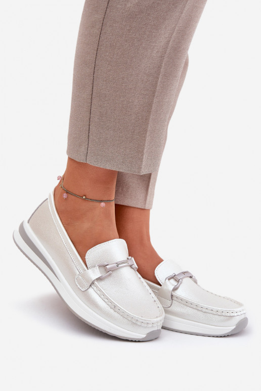 Pelle mocassini da donna S.Barski GR51-598 madreperla