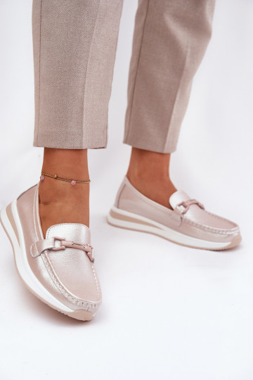 Pelle mocassini da donna S.Barski GR51-598 colore rosa perla