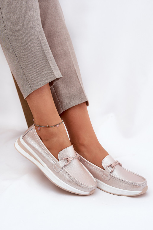 Pelle mocassini da donna S.Barski GR51-598 colore rosa perla