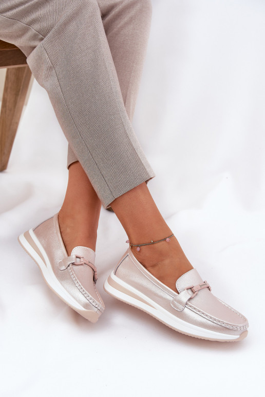 Pelle mocassini da donna S.Barski GR51-598 colore rosa perla